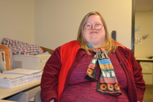 Erin sits at her desk in her office at the City of Columbia