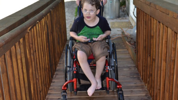 Harry uses the wheelchair ramp