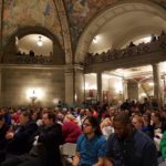 Missouri state capital rotunda filled with people