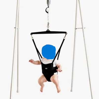 Indoor infant toddler swing with frame and harness or therapy swing