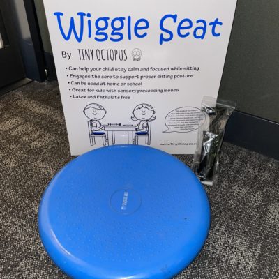 gently used wiggle seat with pump by Tiny Octopus - blue